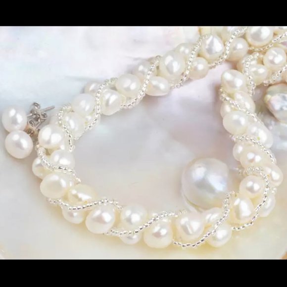 Natural Freshwater Baroque Pearl Set - Picture 3 of 11